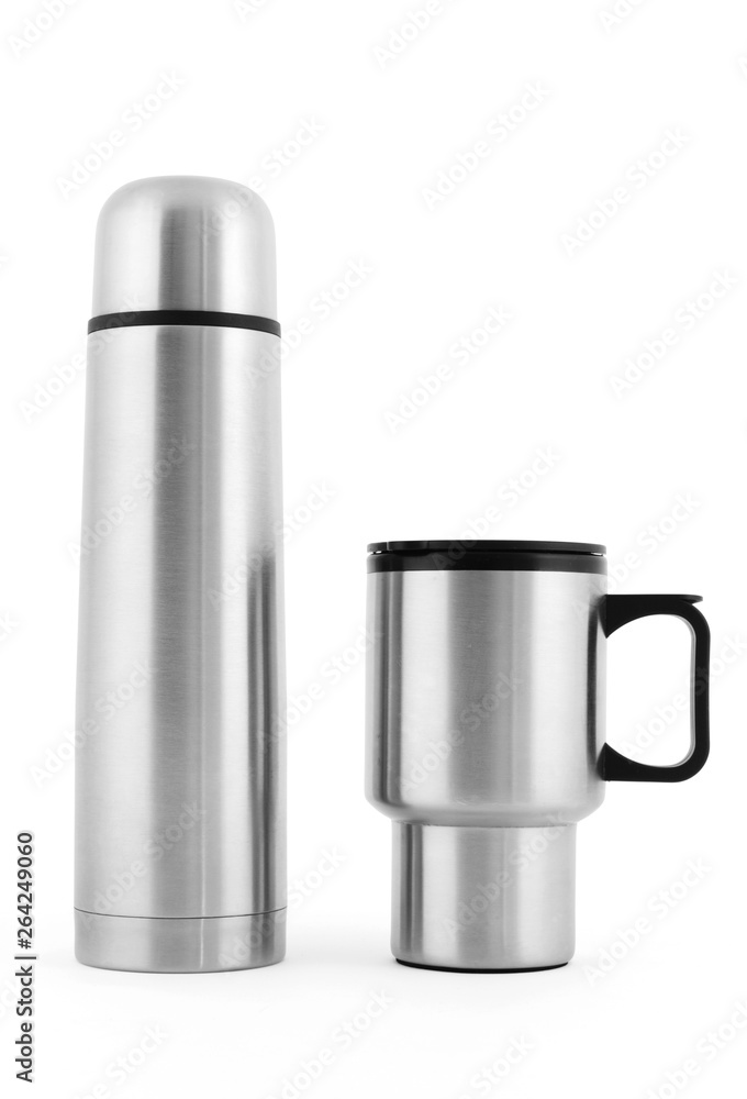 stainless steel thermos isolated on white background stainless steel thermos isolated on white background