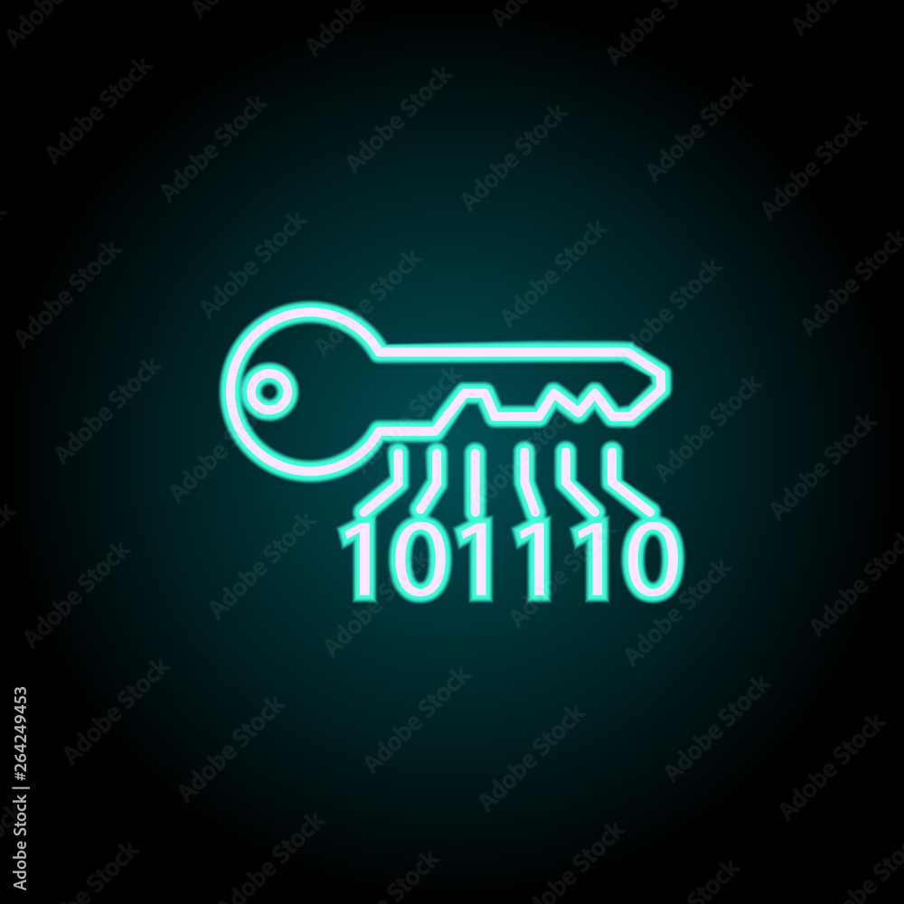electronic key neon icon. Elements of Virus, antivirus set. Simple icon for websites, web design, mobile app, info graphics