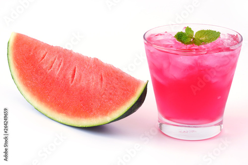 watermelon and slice of watermelon on white background