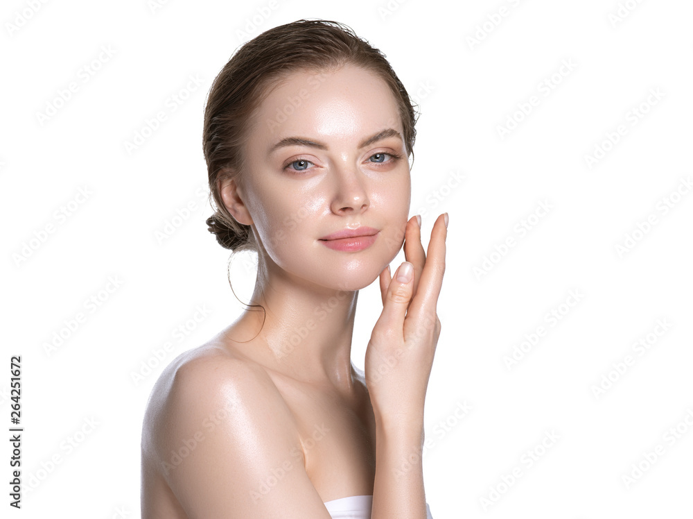 Beauty skin care woman natural makeup female model closeup Beauty skin care woman natural makeup female model closeup