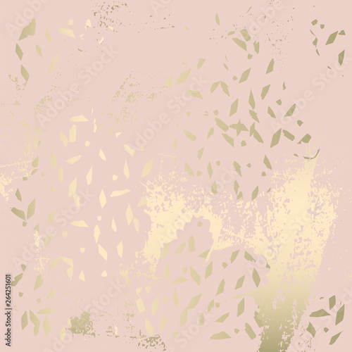 Chic blush pink gold trendy marble grunge texture with floral ornament
