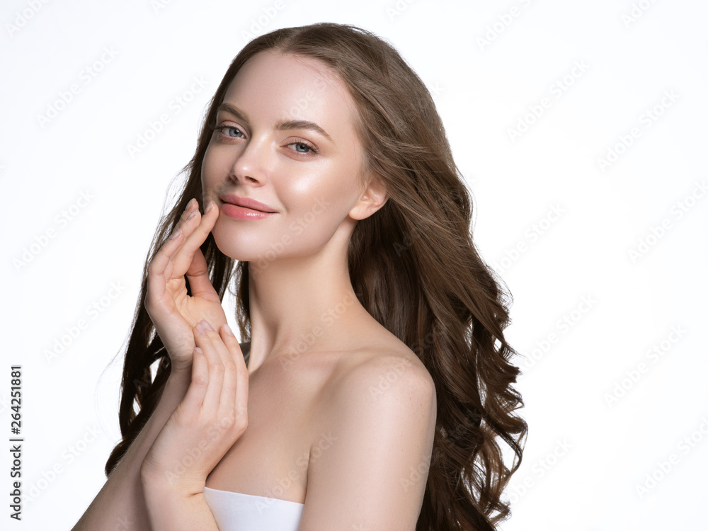Beauty skin care woman natural makeup female model closeup Beauty skin care woman natural makeup female model closeup