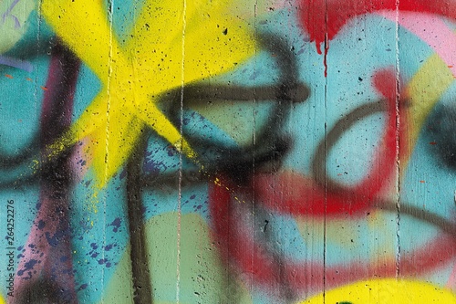 Abstract colorful graffiti detail.