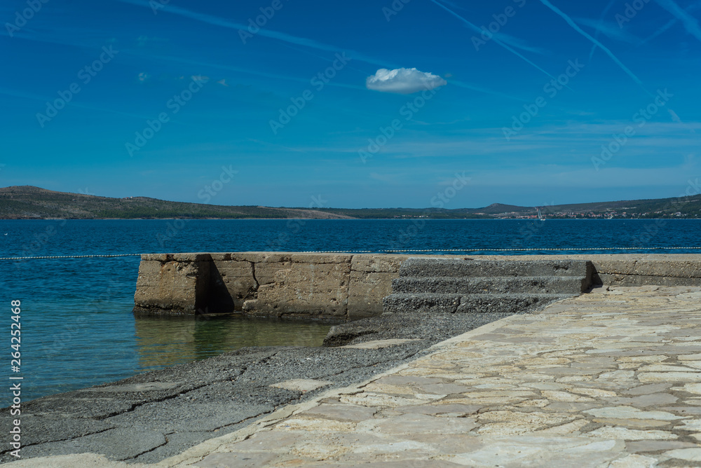 Velebit moutains and Adriatic Sea from Novigrad, Dalmatia, Croatia