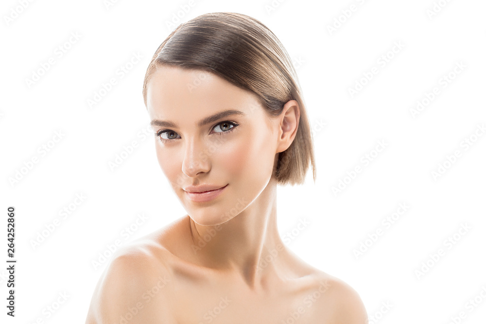 Clean skin woman natural makeup beauty healthyskin isolated on white Clean skin woman natural makeup beauty healthyskin isolated on white