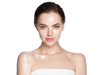 Beauty face healthy skin woman isolated on white