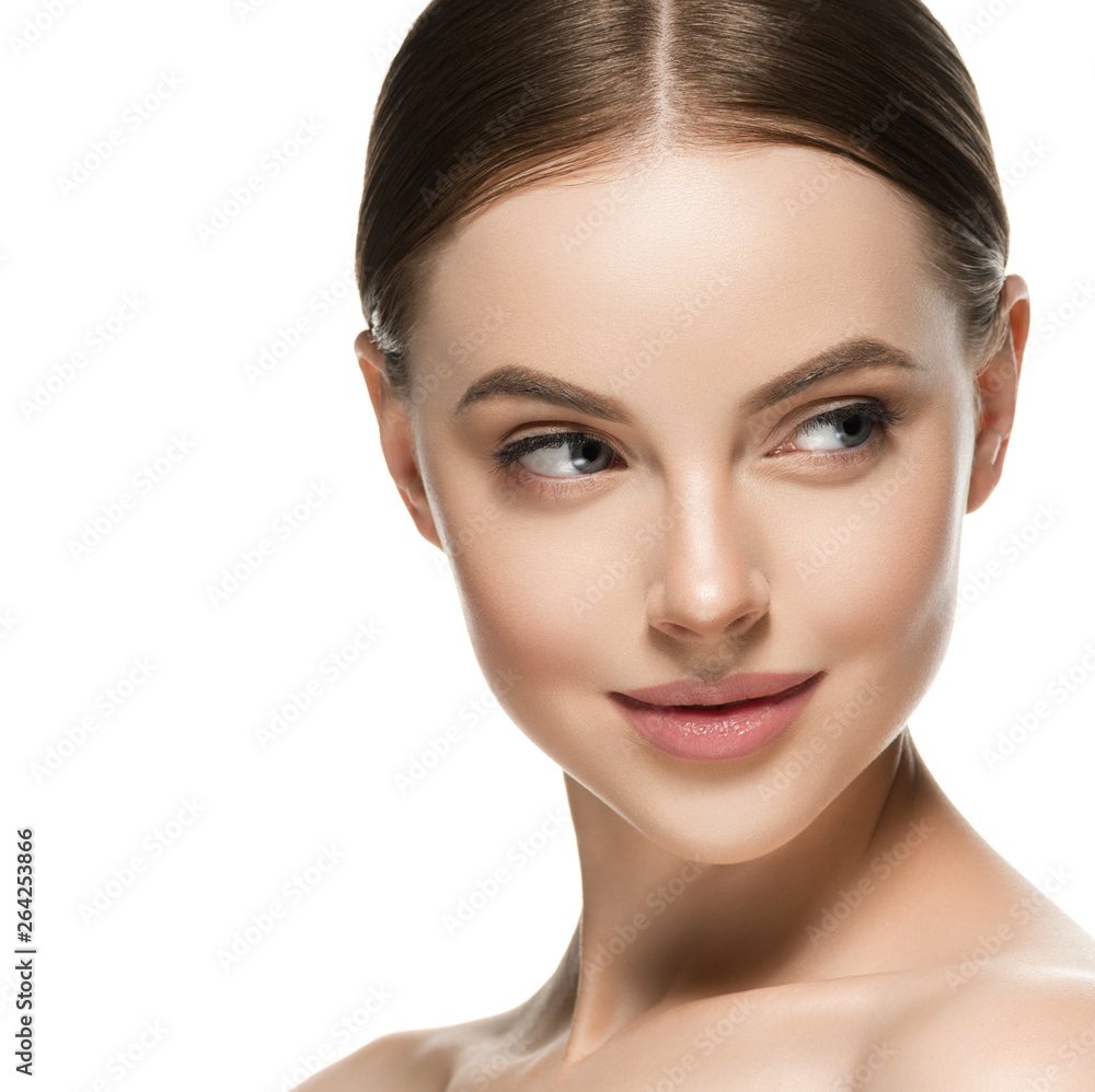 Beauty face healthy skin woman isolated on white Beauty face healthy skin woman isolated on white