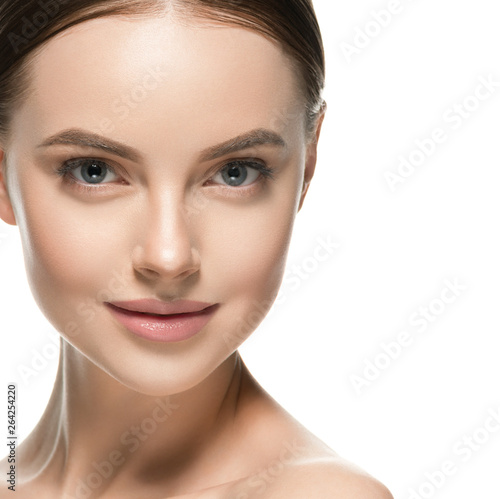 Beauty face healthy skin woman isolated on white