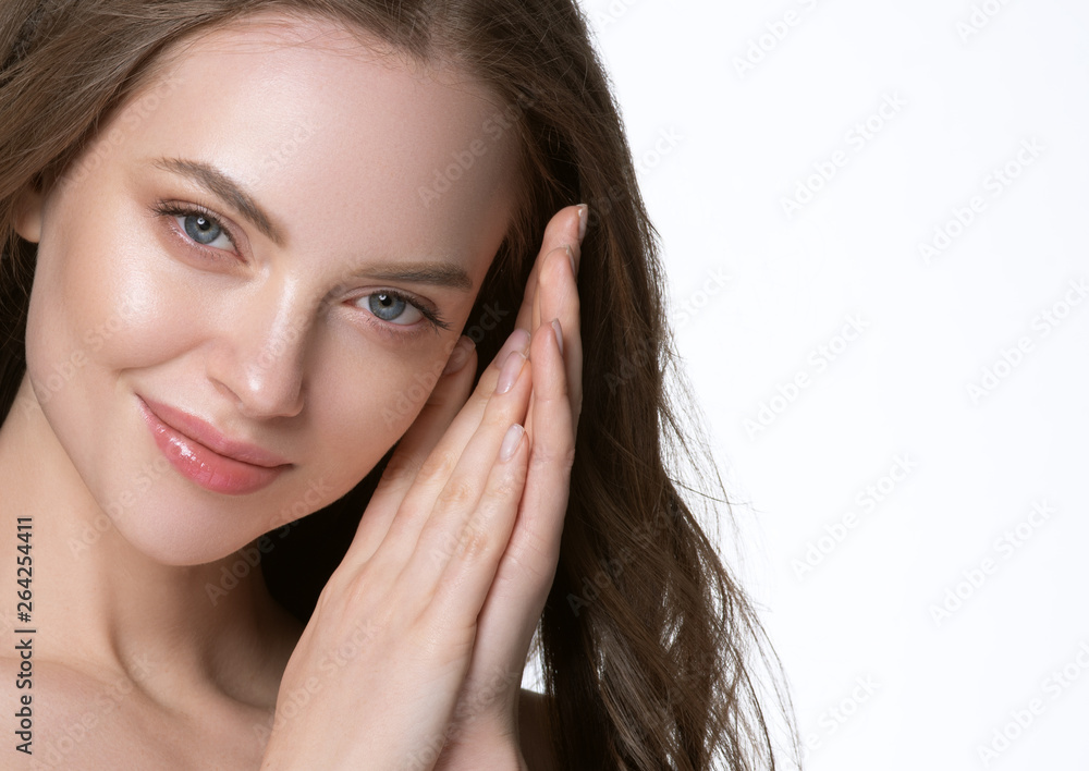 Beauty face healthy skin woman isolated on white Beauty face healthy skin woman isolated on white