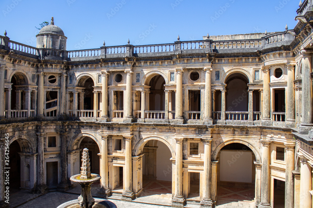 MAIN CENTRAL SQUARE OF THE KNIGHTS OF THE TEMPLAR (CONVENT OF CHRIST) IN TOMAR, PORTUGAL