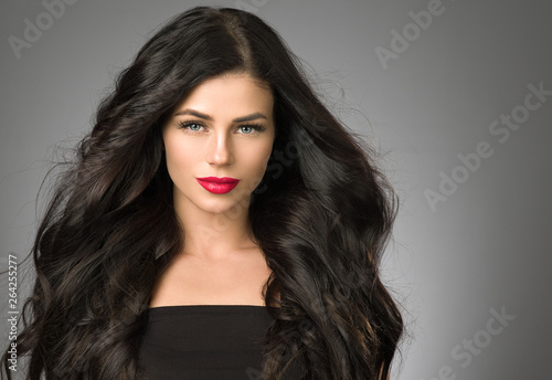 Beautiful hair woman healthy skin and hairstyle 