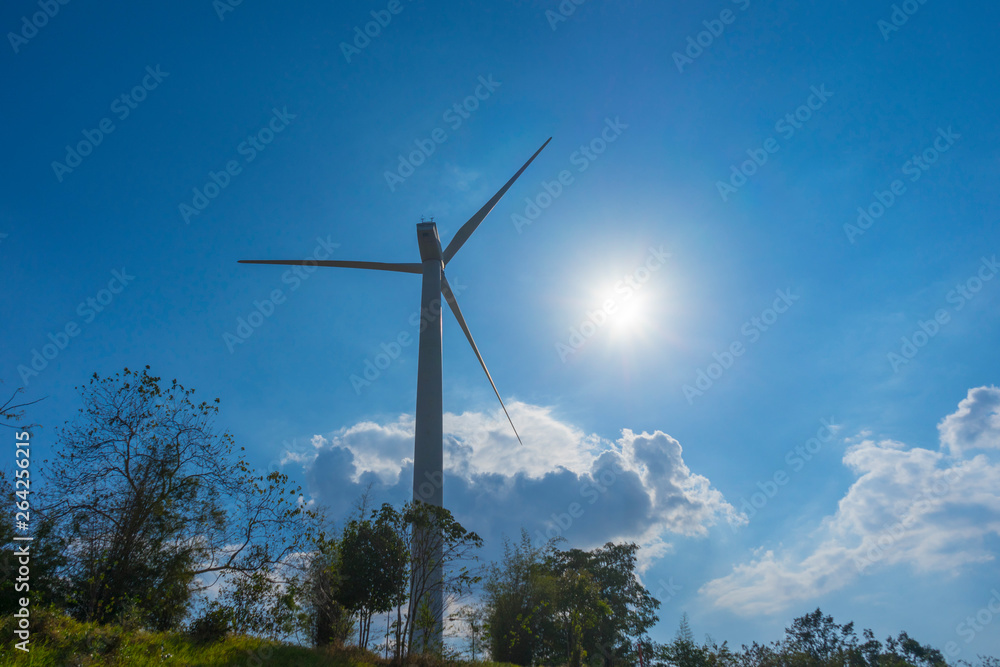 wind turbine against blue sky. wind turbine against blue sky.