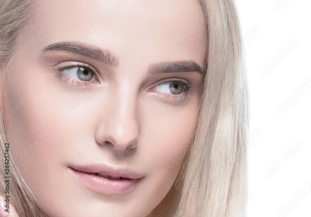 Beautiful hair woman blonde long hairstyle beauty healthy skin face closeup Beautiful hair woman blonde long hairstyle beauty healthy skin face closeup