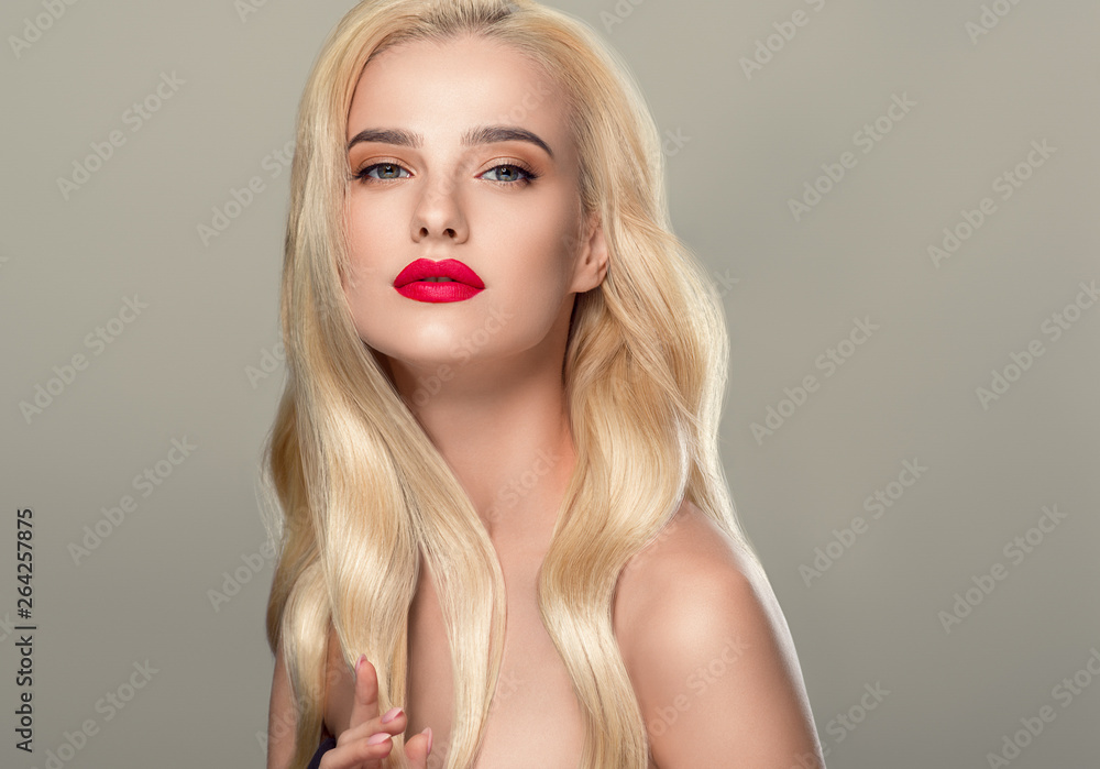 Beautiful hair woman blonde long hairstyle beauty healthy skin face closeup Beautiful hair woman blonde long hairstyle beauty healthy skin face closeup