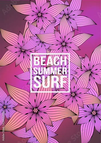 Tropical Flower Background - Vector Illustration