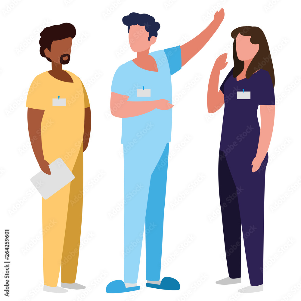 Obraz premium interracial group medicine workers with uniform characters