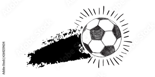 Hand drawn football, soccer ball sketch