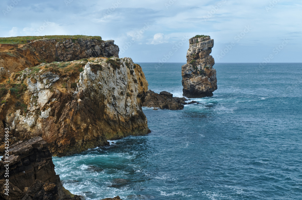 Fototapeta premium Papoa cliffs and sea in Peniche. Portugal