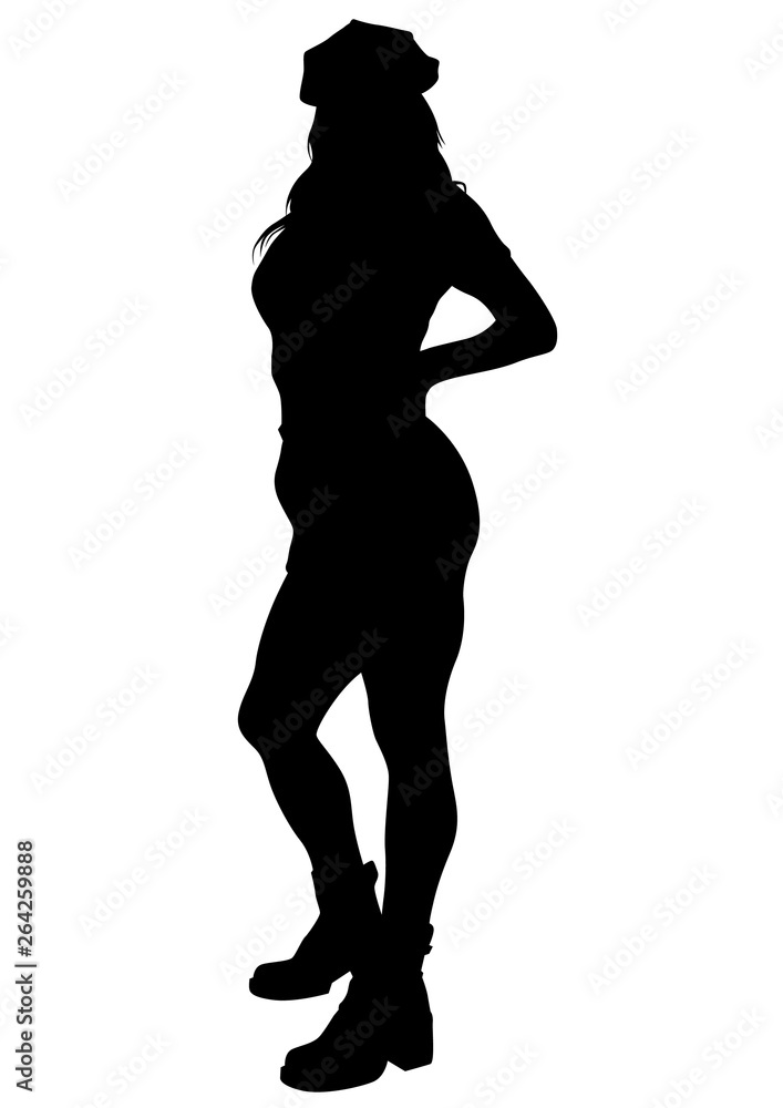 Beauty woman in police uniform on white background