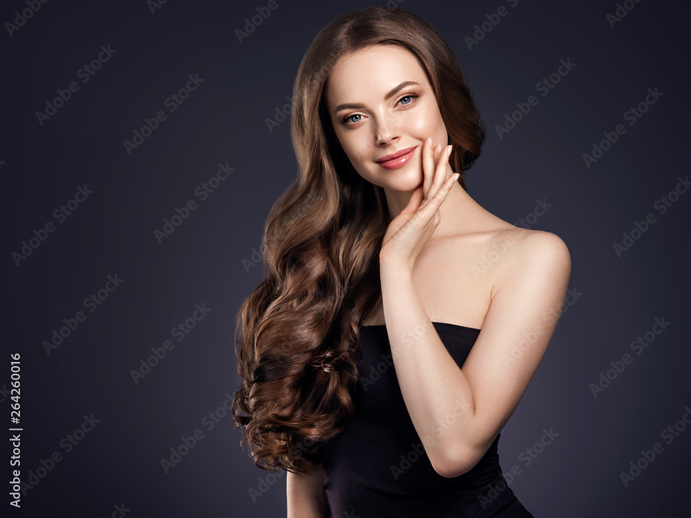 Beautiful hair woman curly hairstyle shampoo female portrait Beautiful hair woman curly hairstyle shampoo female portrait