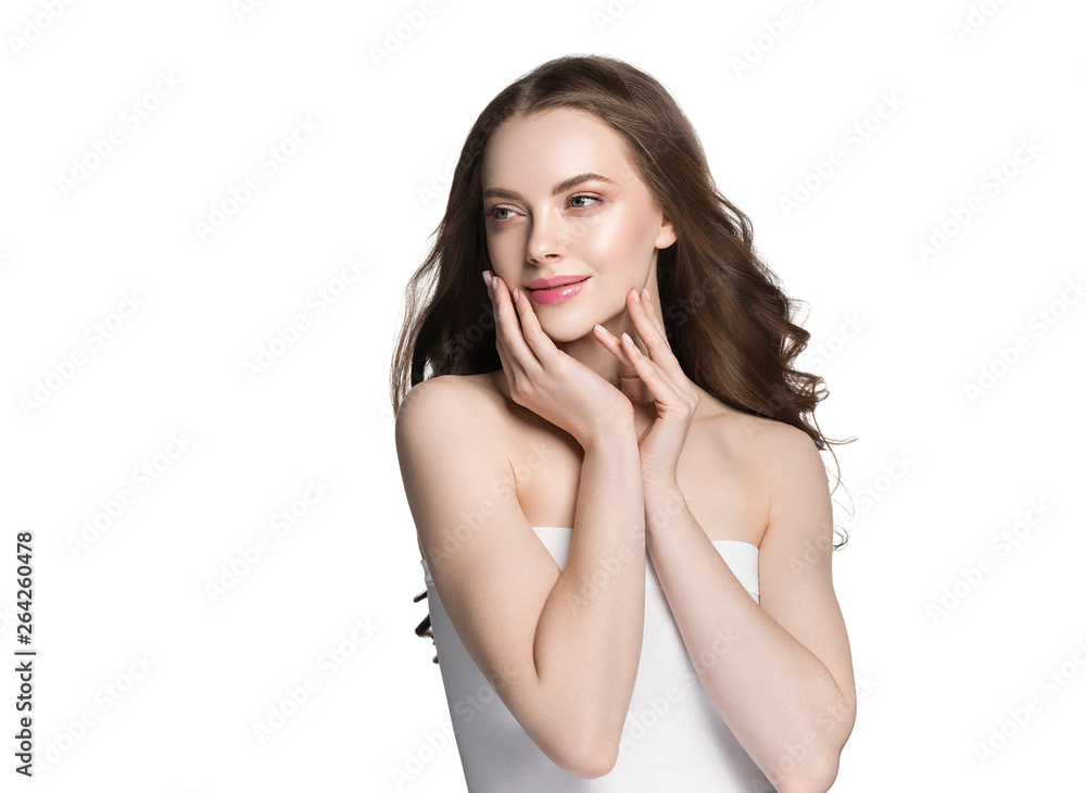 Beautiful hair and skin woman healthy natural makeup isolatad on white Beautiful hair and skin woman healthy natural makeup isolatad on white