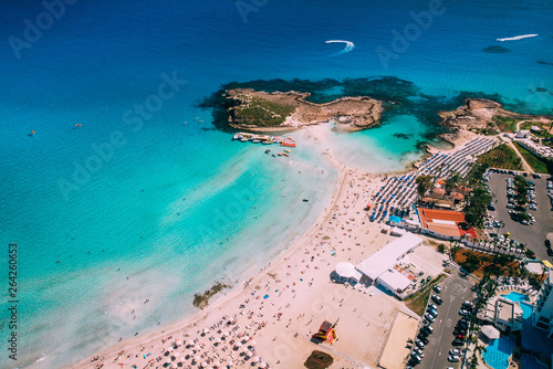 Aerial view of beautiful Nissi beach in Ayia Napa photo