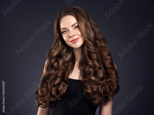 Beautiful hair woman with long brunette hairstyle