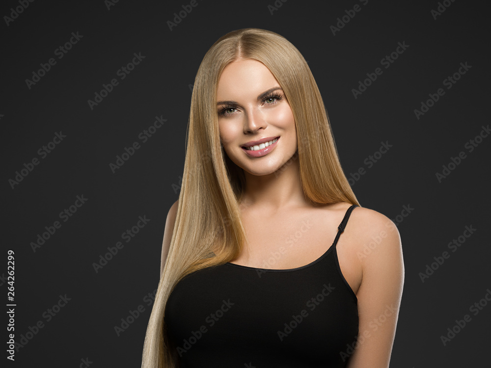 Beautiful blonde hair woman beauty makeup long healthy harstyle model Beautiful blonde hair woman beauty makeup long healthy harstyle model