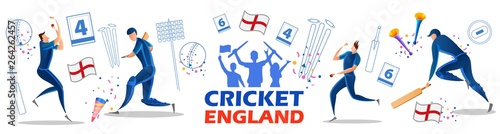 illustration of Player batsman and bowler of Team England playing cricket championship sports