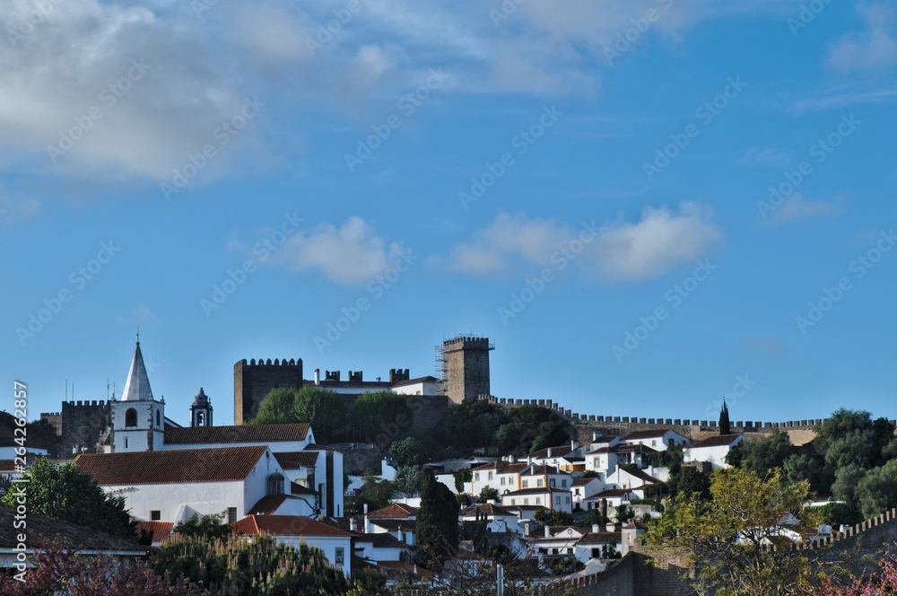 Medieval Town of Obidos from outside its walls in Portugal
