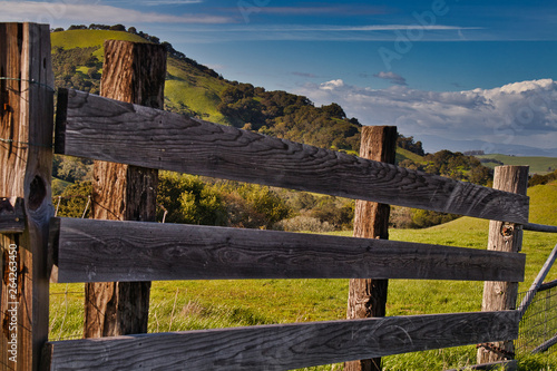 Wood fence in the hills of Petaluma, CA. (USA)