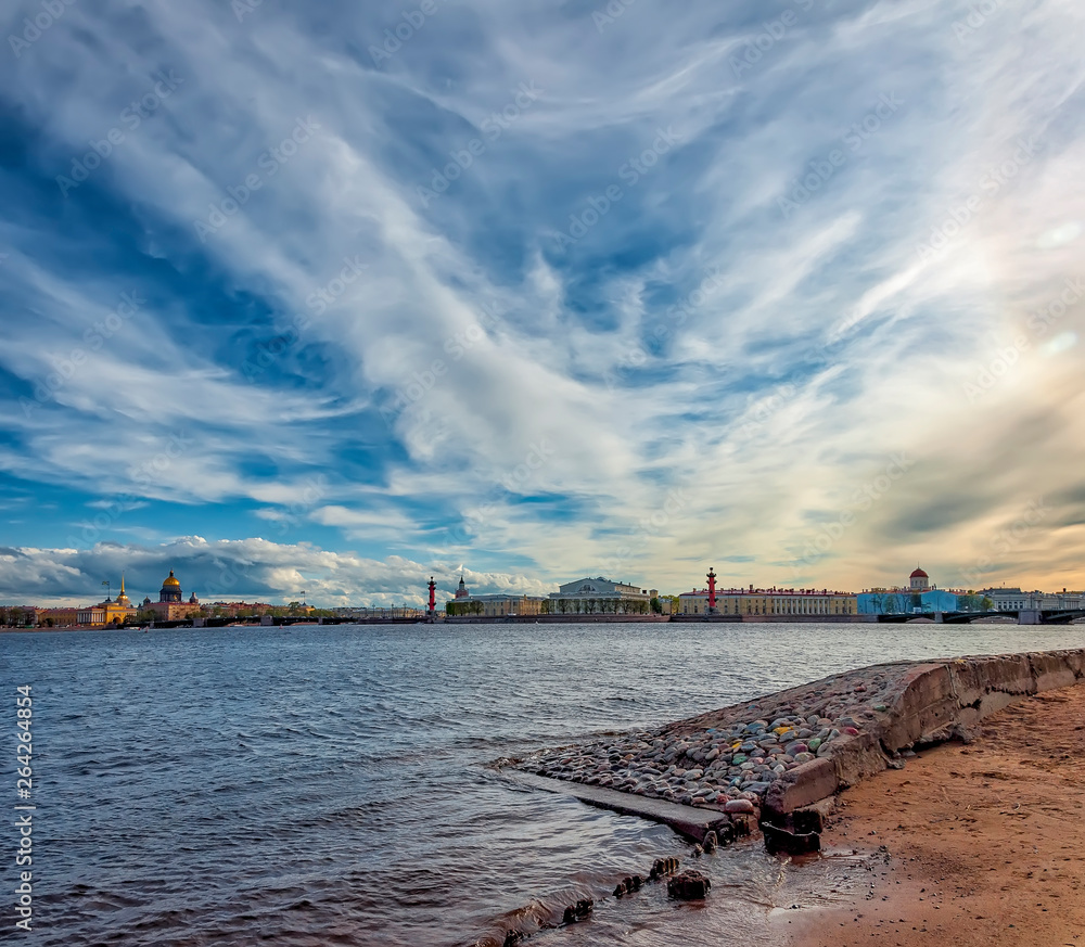 Peter and Paul fortress on hare island in St. Petersburg.