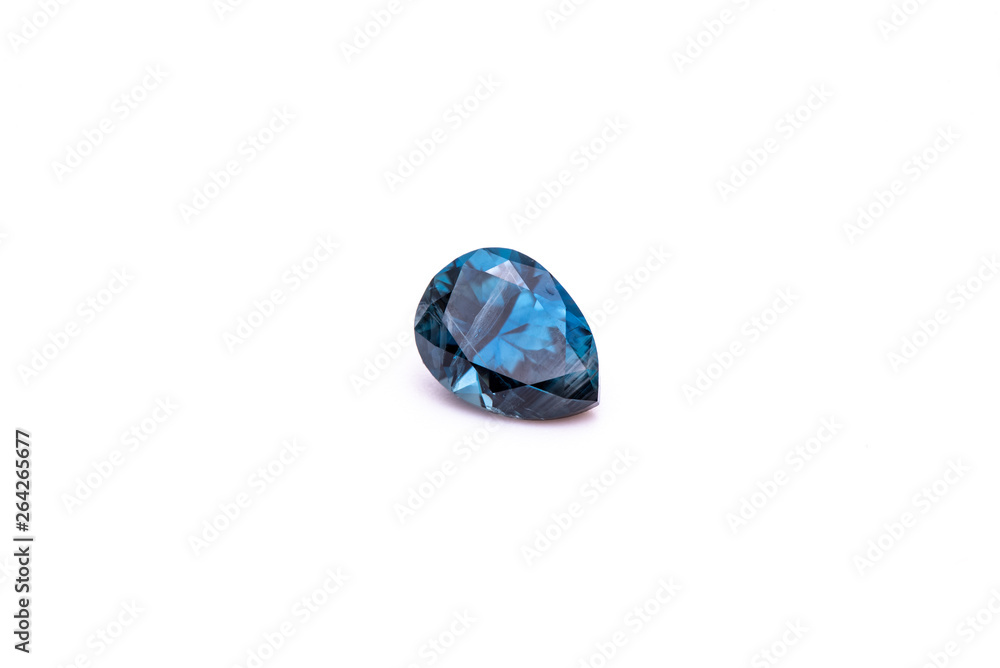 Blue Natural Gemstone Sapphire on White Background Blue Natural Gemstone Sapphire on White Background