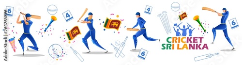 illustration of Player batsman and bowler of Team Sri Lanka playing cricket championship sports