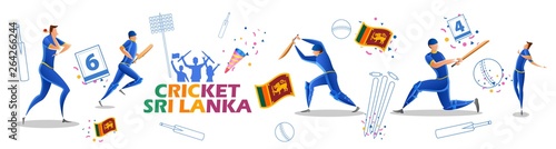 illustration of Player batsman and bowler of Team Sri Lanka playing cricket championship sports