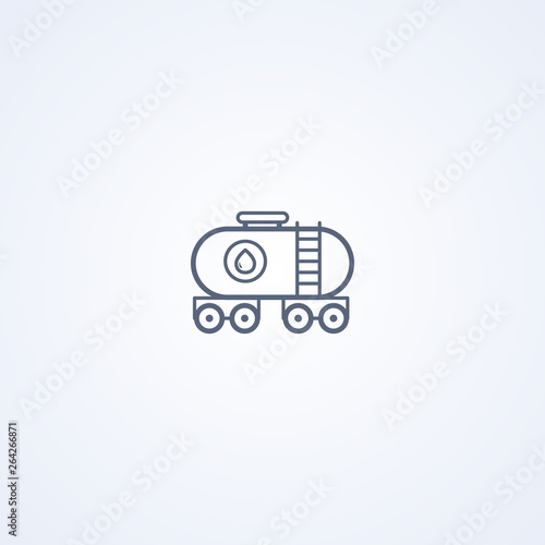 Oil train, vector best gray line icon