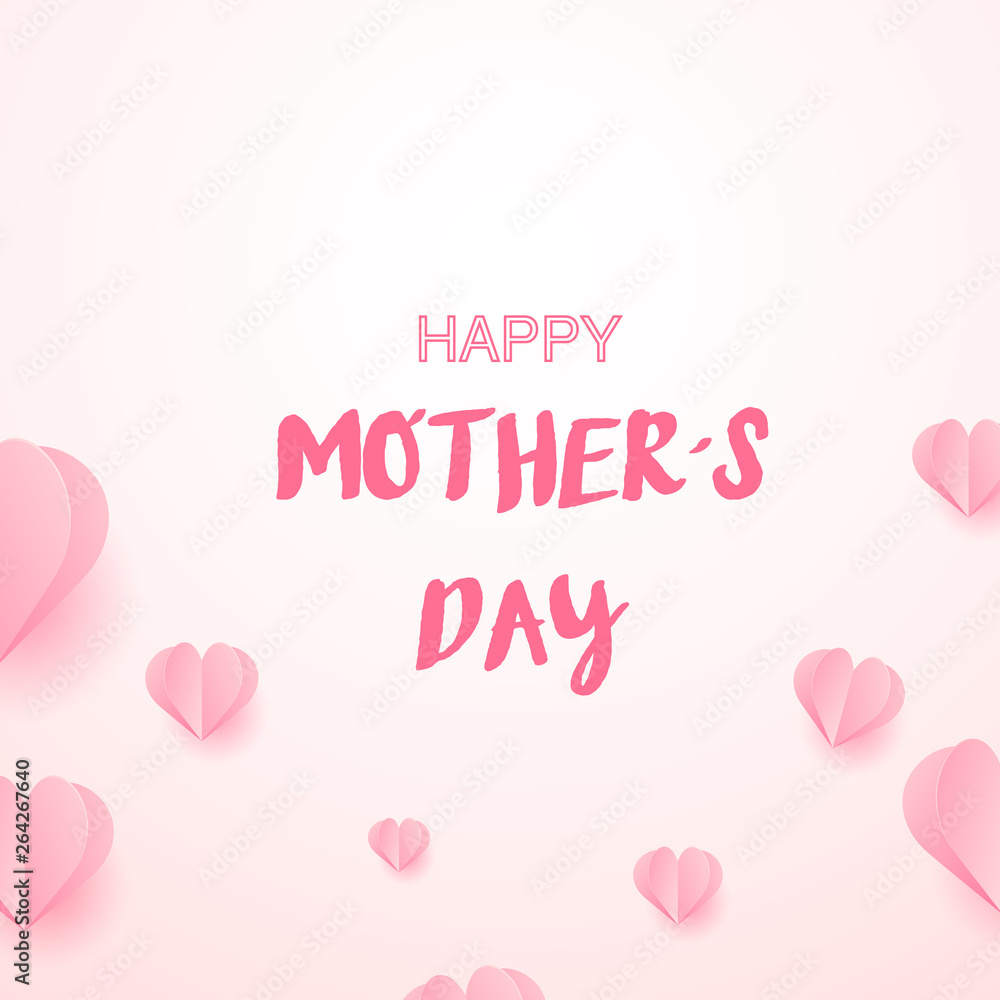 Happy Mother's day with pink hearts. Vector Happy Mother's day with pink hearts. Vector