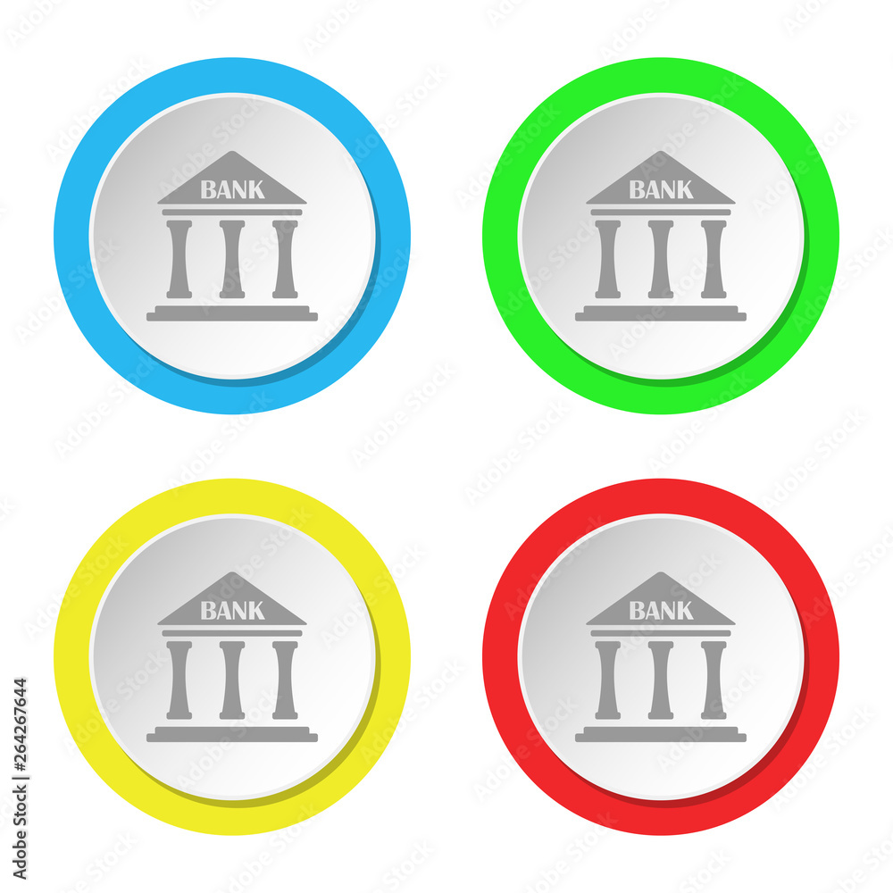 Bank icon. Set of round color flat icons. Bank icon. Set of round color flat icons.
