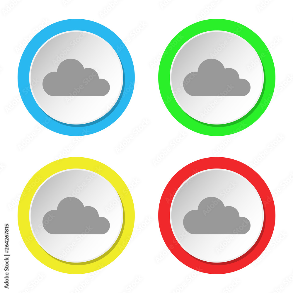 Cloud icon. Set of round color flat icons. Cloud icon. Set of round color flat icons.