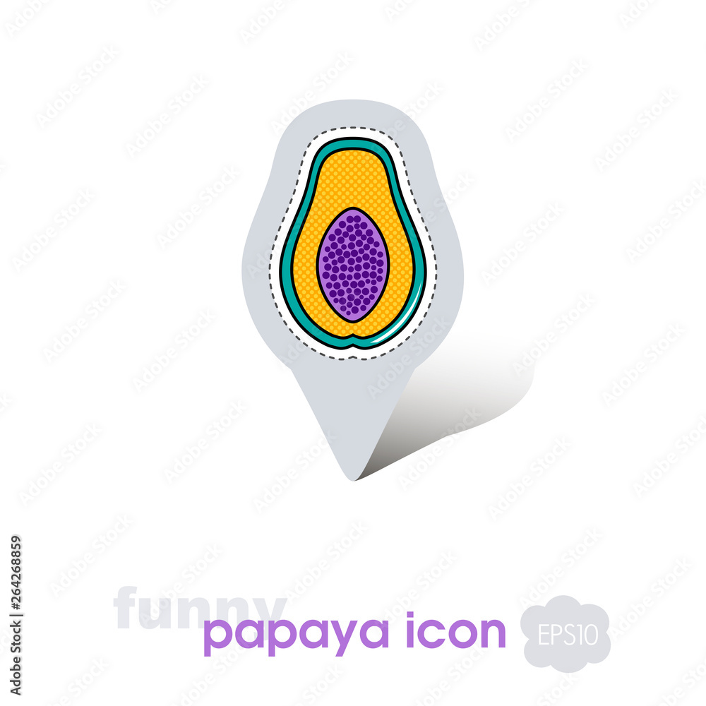 Papaya pin map icon. Papaya tropical fruit sign Papaya pin map icon. Papaya tropical fruit sign