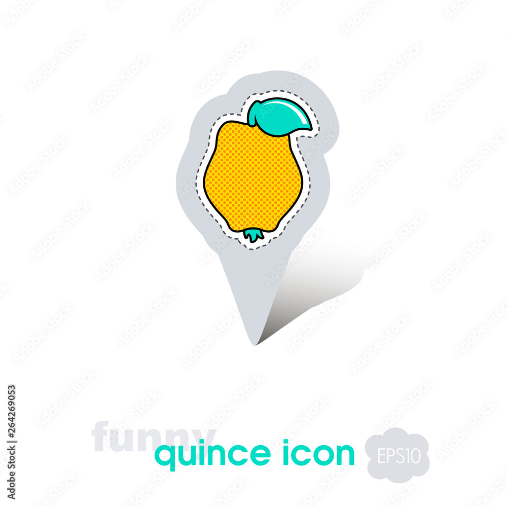 Quince pin map icon. Quince tropical fruit sign Quince pin map icon. Quince tropical fruit sign
