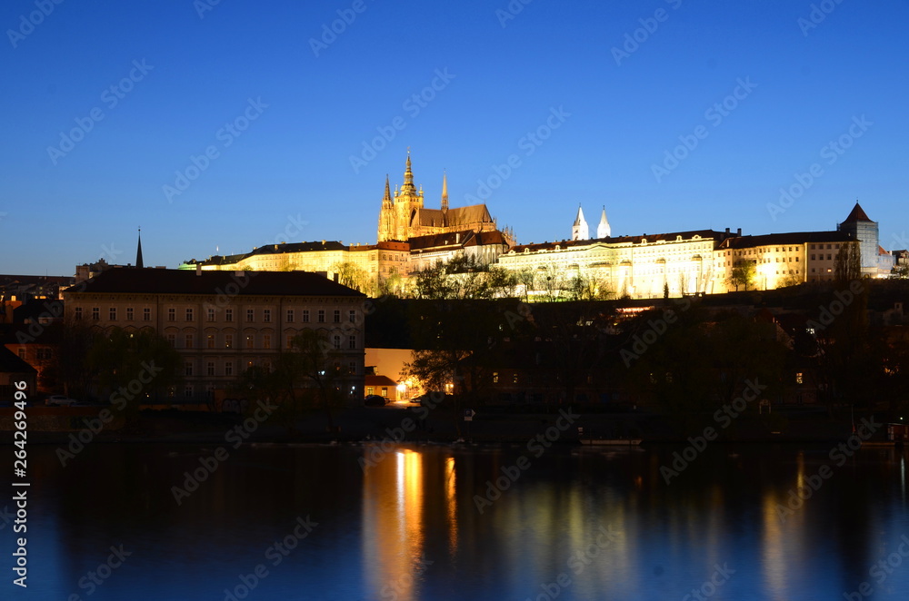 Hradcany Castle in Prague by night