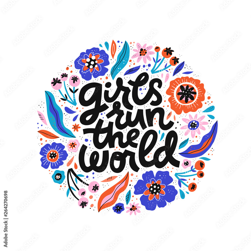 Girls run the world hand drawn black lettering Girls run the world hand drawn black lettering
