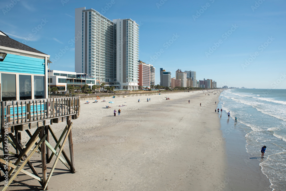 A look down the coast towards the high rise resorts of Myrtle Beach. A look down the coast towards the high rise resorts of Myrtle Beach.