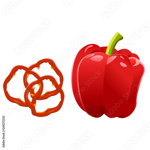 rote, süsse Paprika - food icon, vector design