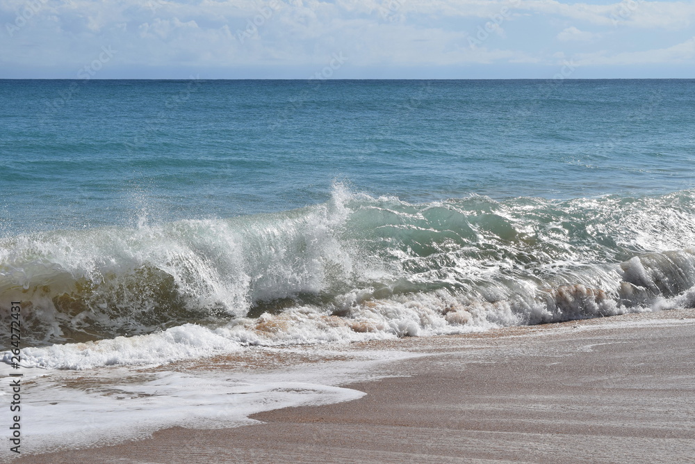Waves of the Caribbean sea, the Bluff Beach, Bocas del Toro islands, Panama