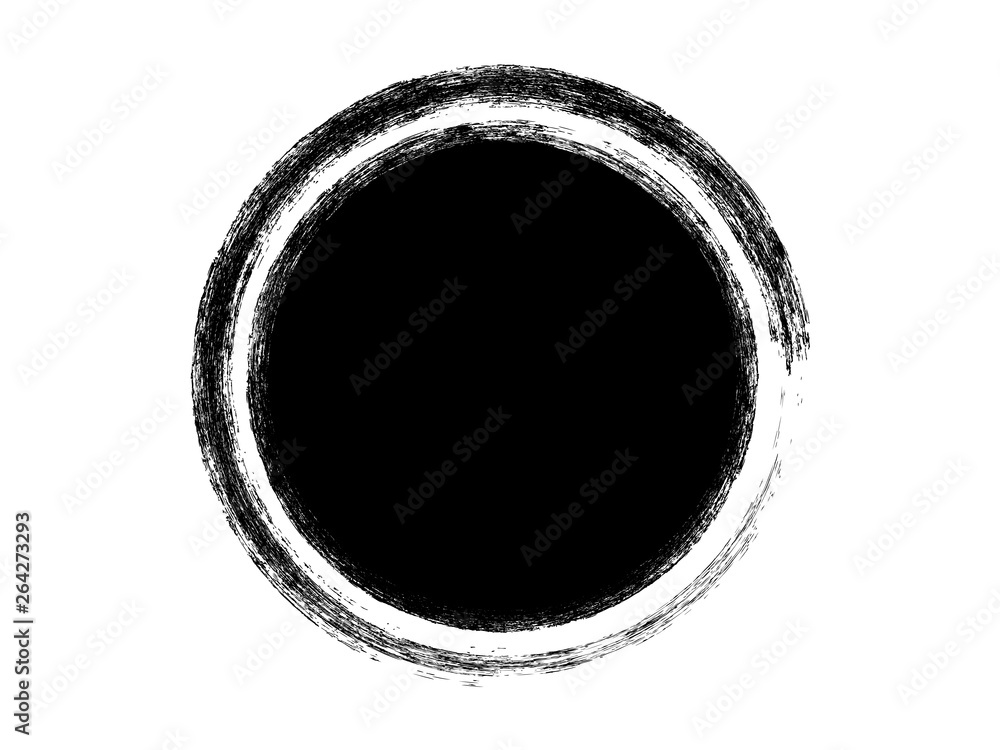 Grunge stamp.Grunge circle made with black paint.Grunge circle made with art brush.