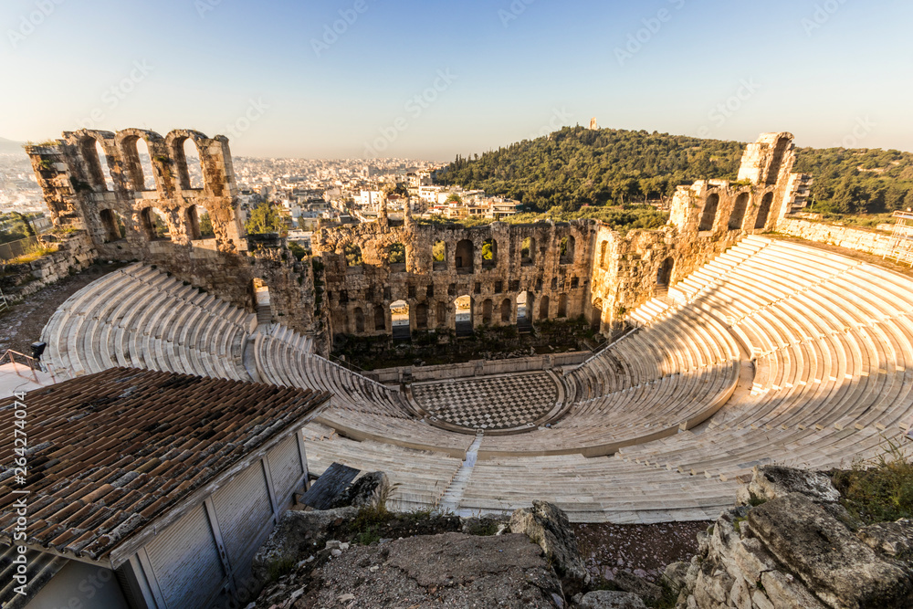 Athens, Greece. The Odeon of Herodes Atticus, a stone theatre structure located on the southwest slope of the Acropolis of Athens