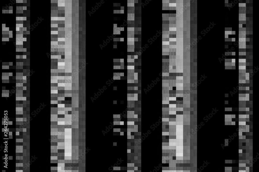 Pixel pattern of a digital glitch / Abstract black and white pixel pattern background of a digital glitch.