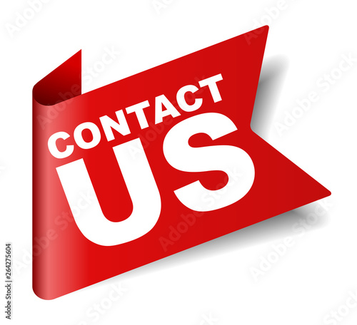red vector banner contact us